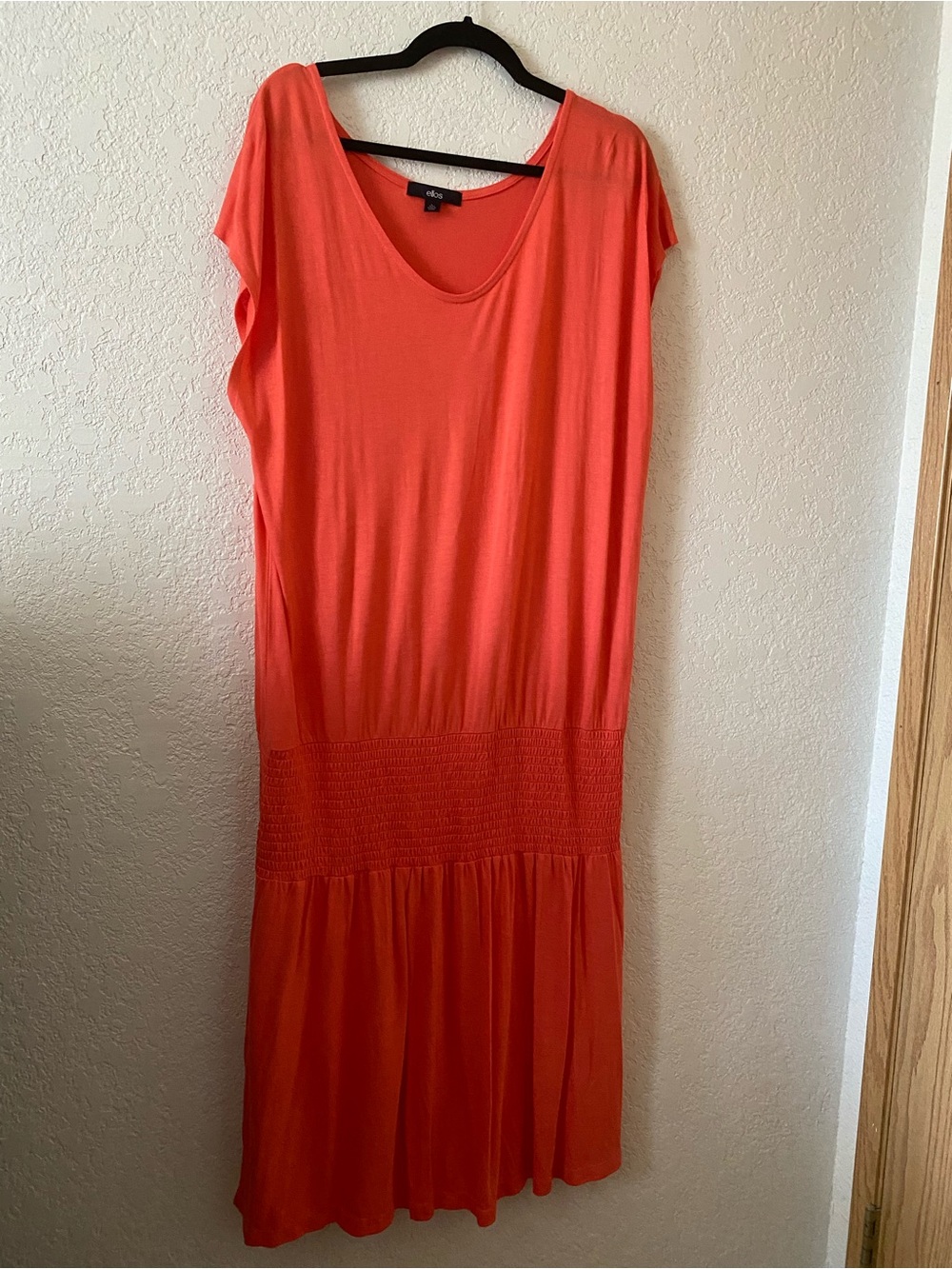 Ellos Coral Scoop-Neck 20s Style Midi Cap Sleeve Maxi Dress Size L